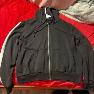 Divided H&M Basic Zip-Up Black Jacket with White Striped Sleeves